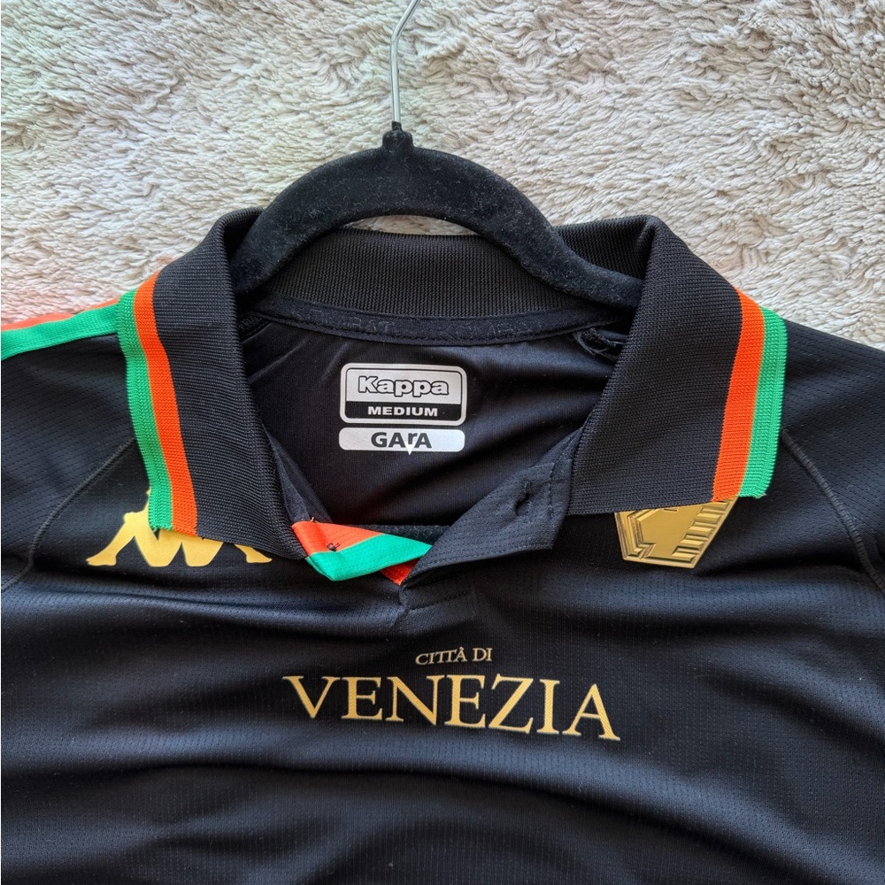 Kappa Black Polo Shirt with Green & Orange Collar Accents
